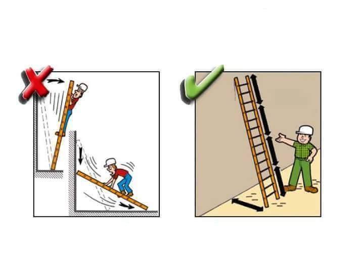 کاریکاتور ایمنی ساخت و ساز (construction) - استفاده صحیح از نردبان 3