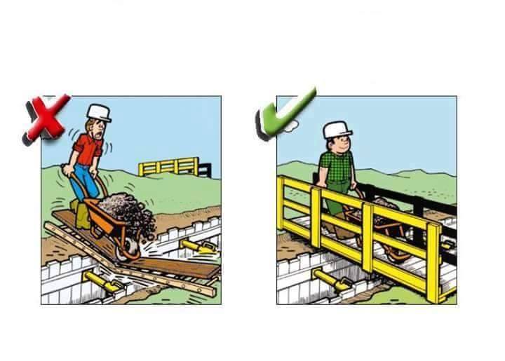 کاریکاتور ایمنی ساخت و ساز (construction) - استفاده از  پل برای عبور از کانال ها