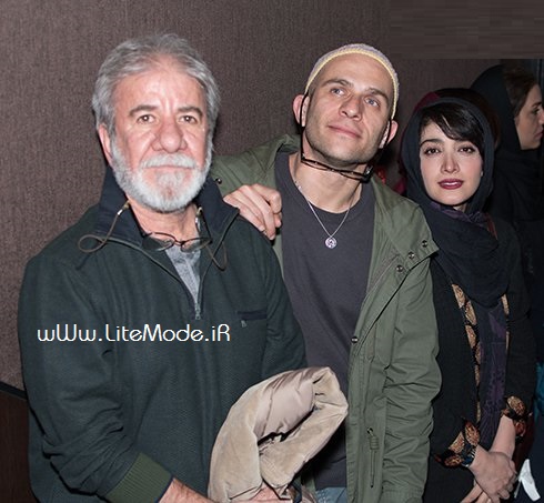 مینا ساداتی و همسرش بابک حمیدیان و مسعود کرامتی در اکران فیلم لاک قرمز