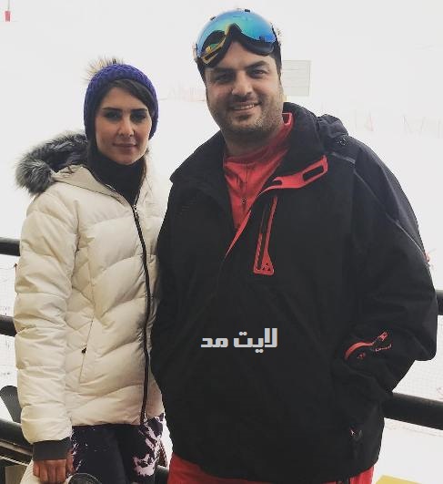 سام درخشانی و همسرش عسل امیرپور در پیست اسکی
