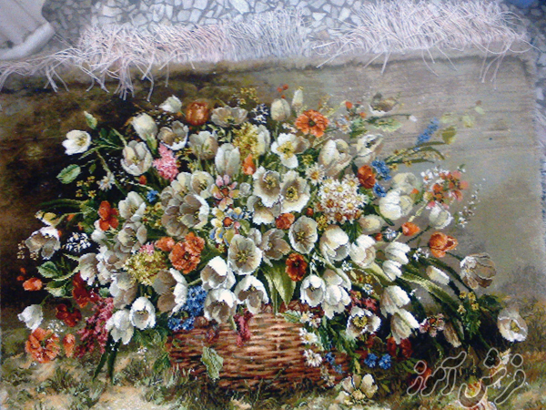 تابلو فرش گل و گلدان عکس تابلو فرش گل تابلو فرش گل و گلدان بافته شده