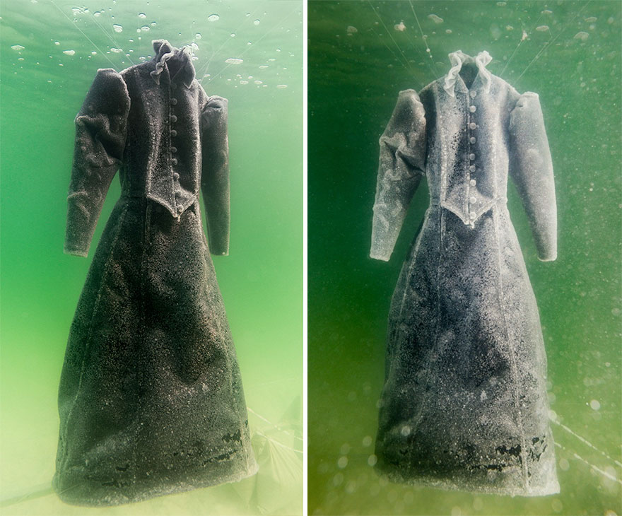 لباس عروس از جنس کریستال های دریایی 