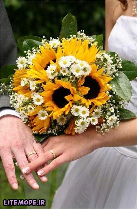 مدل دسته گل ساقدوش عروس, تشریفات عروسی,مدل دسته گل آفتابگردان, تزیینات عقد و عروسی