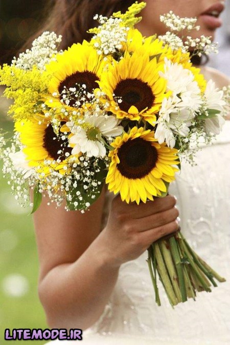 مدل دسته گل ساقدوش عروس, تشریفات عروسی,مدل دسته گل آفتابگردان, تزیینات عقد و عروسی