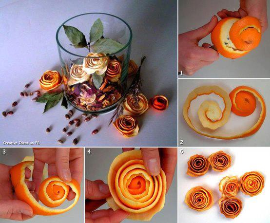 آموزش درست کردن گل رز با پوست پرتقال1