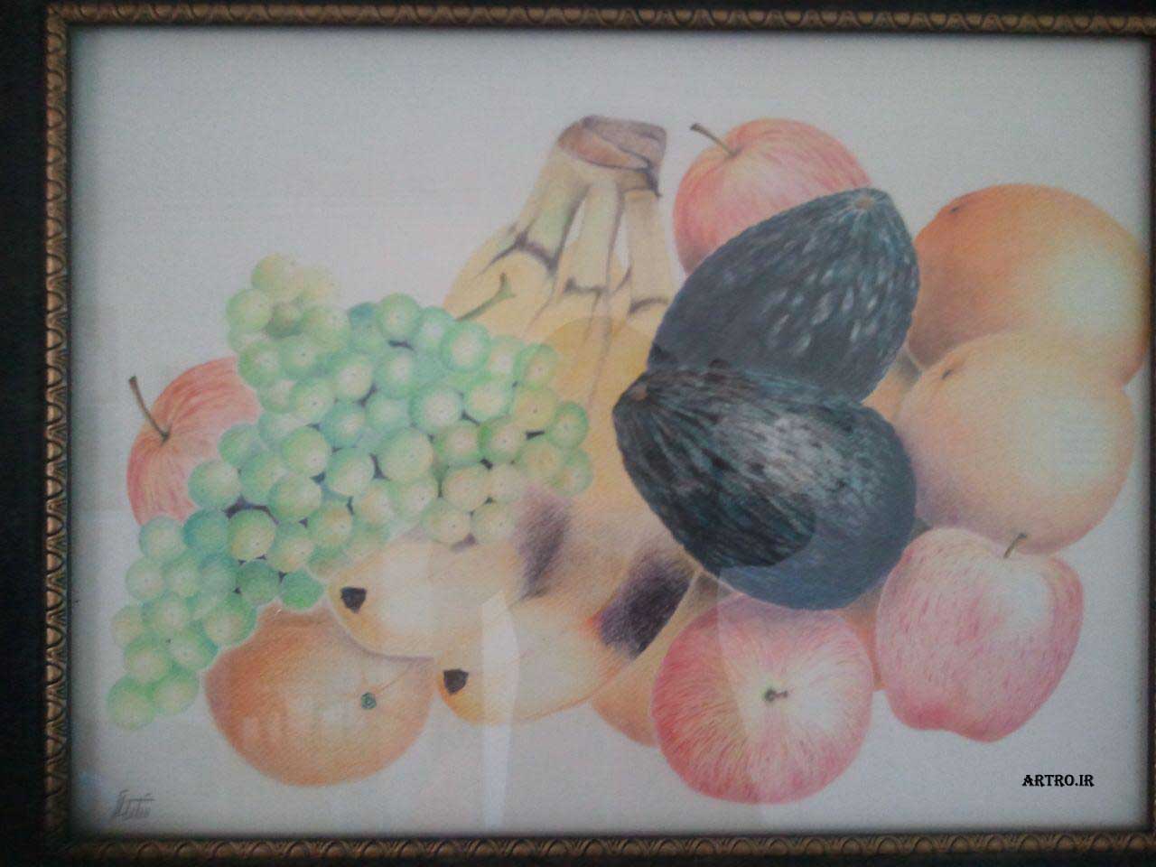 مدل نقاشی مداد رنگی میوه