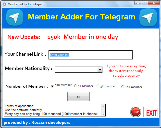  افزایش تقلبی اعضای کانال تلگرام  member adder for telegram