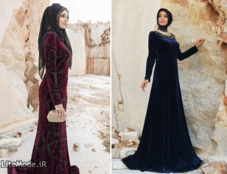 مدل لباس مجلسی بلند مخمل 2019 