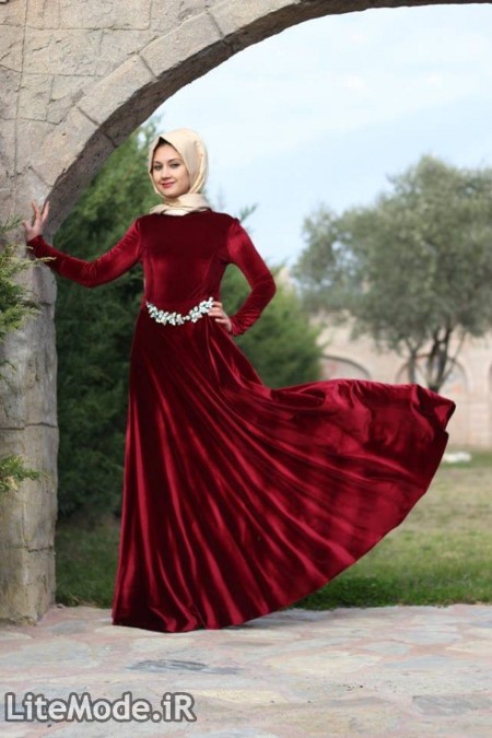 مدل لباس مجلسی بلند مخمل 2019 
