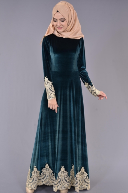  مدل لباس مجلسی مخمل استین بلند 