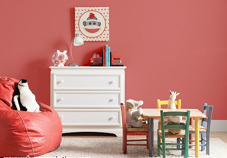 رنگ صورتی مرجانی برای اتاق کودک و سیمونی 