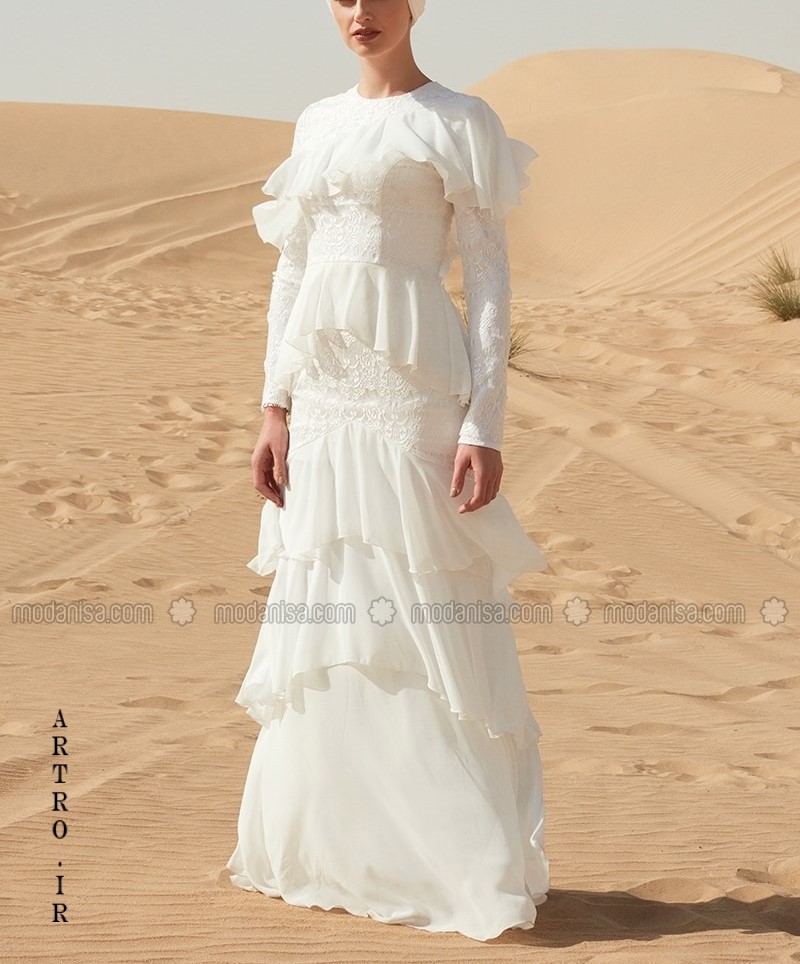  مدل لباس عروس پوشیده گیپور 