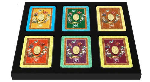 پلاک طلا 24 عیار طلای محمد طرح گل زنبق مجموعه 6 عددی 