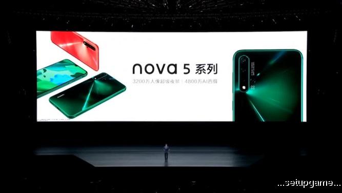 هواوی از سری اسمارت فون‌های Nova 5 رونمایی کرد؛ تراشه قدرتمند همراه با دوربین اصلی چهارگانه 
