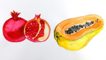 نقاشی انار کودکانه با آبرنگ