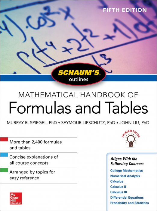 دانلود هندبوک فوق العاده Schaum's Outline of Mathematical Handbook of Formulas and Tables, Fifth Edition, Murray R. Spiegel