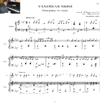 نت آذری یاندیرار منی برای پیانو آواز در4ص فرمت pdf