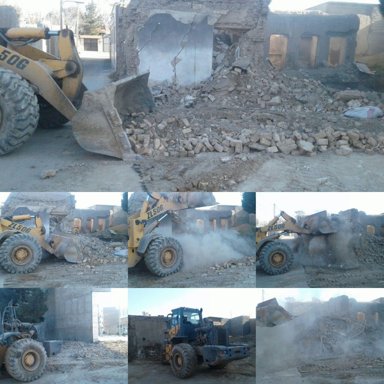 تخریب یک باب منزل مسکونی متروکه واقع در محله شفیع آباد