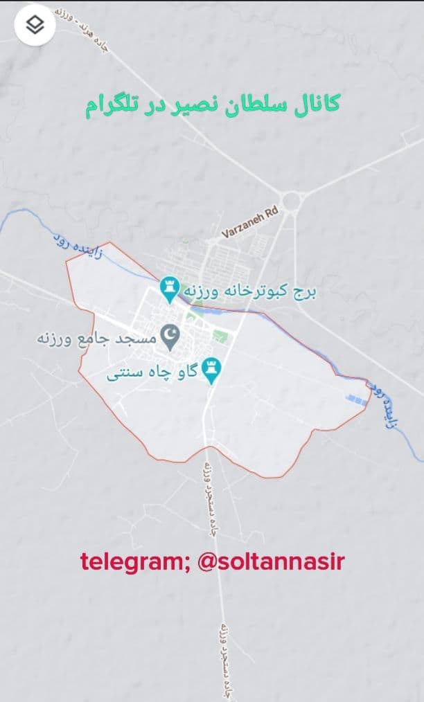 تصویر نقشه جغرافیای شهر ورزنه اصفهان 