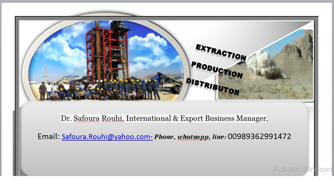 Extraction of minerals, production, distribution, and export