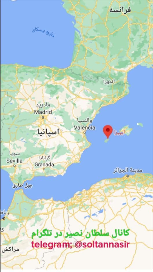 تصویر نقشه جزیره ایبیزا از مجموعه جزایر بالئاری کشور اسپانیا
