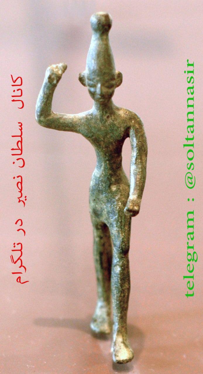 تصویر مجسمه کوچک برنزی بعل اوگاریتی (قرن ۱۴ الی ۱۲ قبل از میلاد یافت شده از راس الشمره)