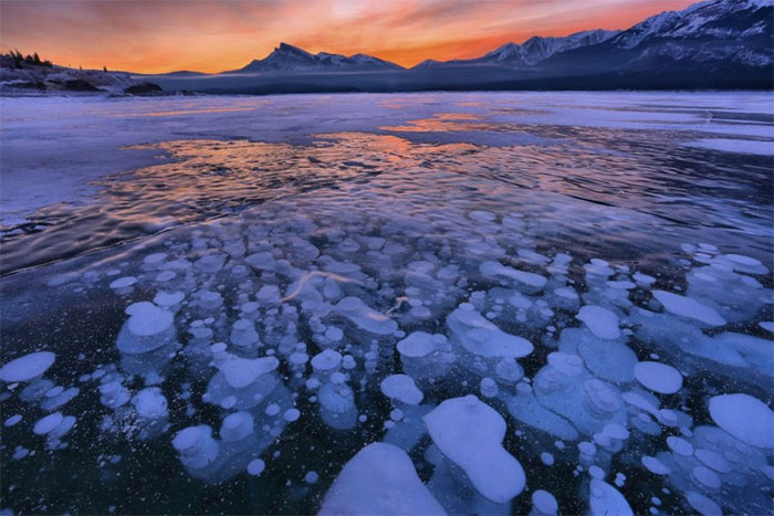 رمز و راز حباب های یخ زده در دریاچه آبراهام