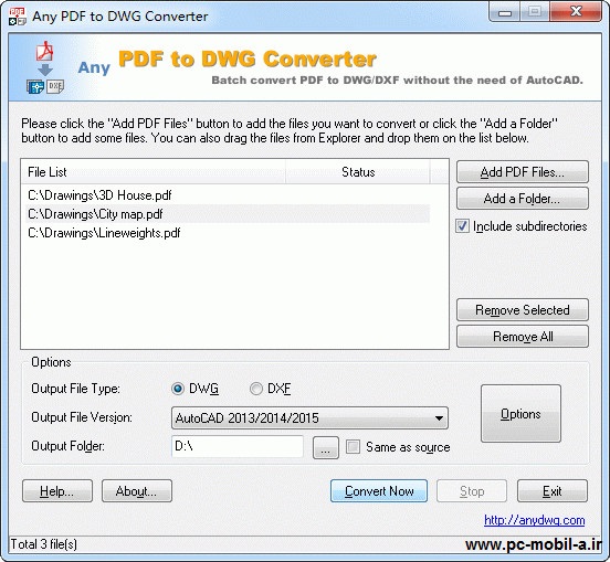 دانلود Any PDF to DWG Converter 2015 نرم افزار تبدیل فایل پی دی اف به فرمت DWG