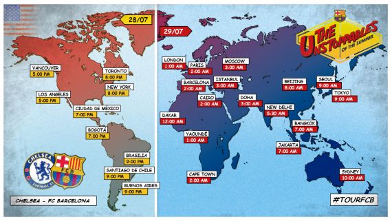 ساعت های بازی بارسلونا و چلسی در سرتاسر جهان