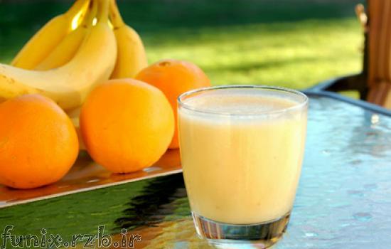 طرز تهیه نوشیدنی خنک آب پرتقال و موز