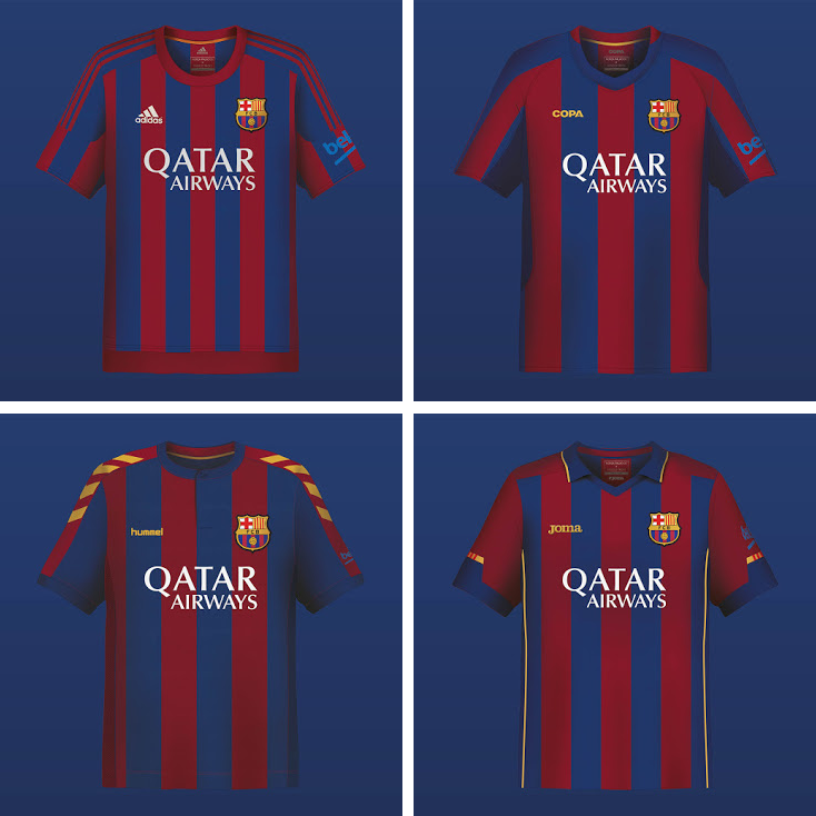 20 طرح مختلف پیراهن بارسلونا از 20 شرکت مختلف