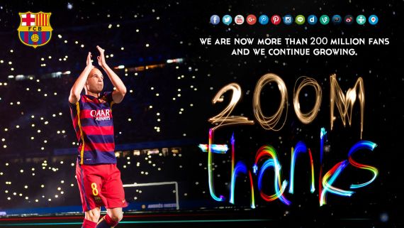 دنبال کنندگان بارسلونا در شبکه های اجتماعی به بیش از 200 میلیون نفر رسید 