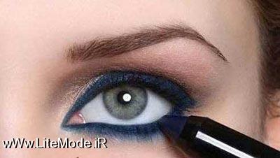 آموزش آرایش سایه چشم 2016 + خط چشم آبی و سایه قهوه ای روشن 