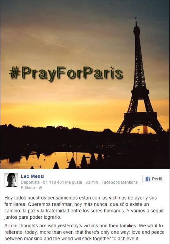 پیام مسی به مناسبت حادثه هولناک پاریس